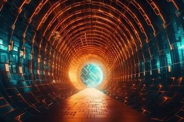 Poster - A Tunnel With A Light At The End Of It And A Brick Floor Deep Sea Trench Animation Supply Chain Optimization Generative AI 