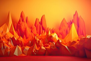 Fototapete - A Digital Painting Of A Mountain Range With Orange And Red Colors Mountain Range At Sunrise Video Art Motion Graphics Generative AI 