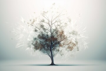 Poster - A Tree With A Lot Of Leaves On It In The Fog Orchard Time-lapse Photography Natural Language Processing Generative AI 