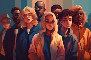 Poster - A Group Of People Standing Next To Each Other In Front Of A Wall Zoo Renaissance Community