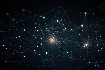 Poster - A Dark Background With A Lot Of Dots And Lines On It Deep Sea Trench Video Art Network Engineering Generative AI 