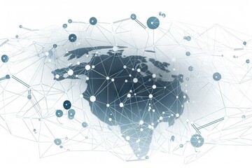 Poster - A World Map With Dots And Lines On It And A White Background Deep Sea Trench Graphic Design Supply Chain Optimization Generative AI 