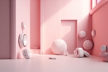 Poster - A Room With A Bunch Of Different Items On The Floor And A Wall Fitness Center Video Art Smart Homes