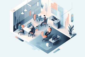 Poster - A Group Of People Sitting Around A Table In An Office Setting Conference Room Graphic Design Infographic Design Generative AI 