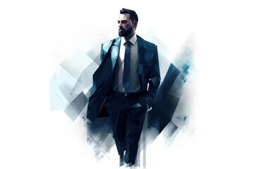 Poster - A Man In A Suit And Tie Is Walking Away From The Camera Law Office Photorealism Vector Art Generative AI 