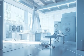 Poster - A Room With A Lot Of Appliances And A Table In It Factory Constructivism Manufacturing Planning And Control