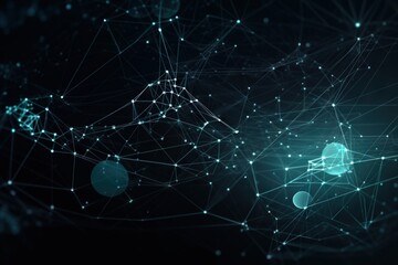 Poster - A Dark Background With A Blue And White Network Pattern On It Deep Sea Trench Animation Network Engineering Generative AI 