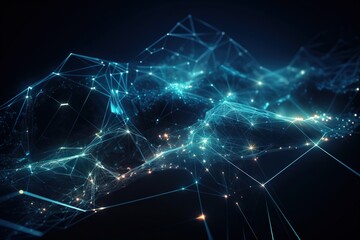 Poster - A Blue Abstract Background With Lines And Dots In The Middle Of It Deep Sea Trench Animation Supply Chain Optimization Generative AI 