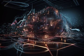 Poster - a futuristic image of a city with lines and dots in the air factory animation motion graphics genera