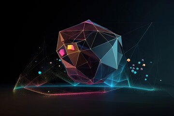 Poster - A Colorful Abstract Background With A Geometric Shape And Lines Of Different Colors Nightclub Animation Motion Graphics Generative AI 