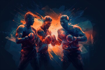 Poster - A Digital Painting Of Two Men Boxing In A Ring Of Fire Boxing Gym Sports Photography Motion Graphics