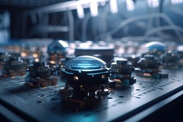 Poster - a close up of a computer board with a lot of electronic components factory animation robotics engine