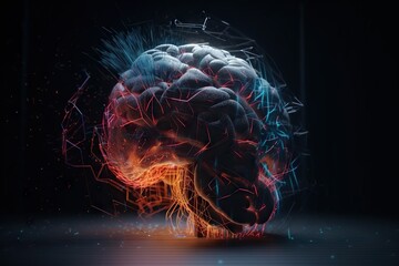 Poster - A Computer Generated Image Of A Human Brain With A Lot Of Lines Deep Sea Trench Animation Motion Graphics Generative AI 
