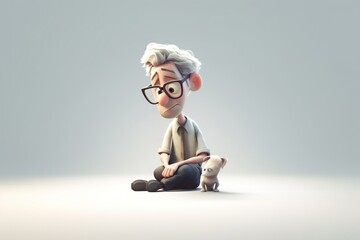 Poster - A Man Sitting On The Ground With A Dog Next To Him Savanna Animation Animation Filmmaking