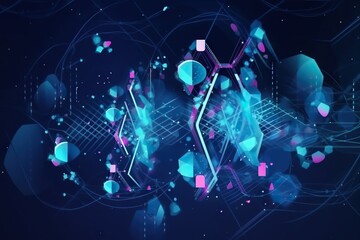 Poster - a blue and pink abstract background with a lot of shapes and lines deep sea trench animation motion 