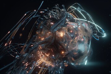 Poster - A Computer Generated Image Of A Complex Structure With A Lot Of Lights Junkyard Animation Motion Graphics Generative AI 