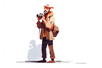 Poster - A Man With A Camera Standing In Front Of A Shadow Of A Person Zoo Photorealism Animation Filmmaking