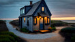 White Grey Black Seasonal Tiny Home Maine Lakehouse Cape Style A Frame Contemporary Modern Chic