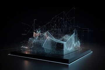Poster - A Futuristic Display With A Digital Image Of A Boat On It Deep Sea Trench Video Art Data Analytics Generative AI 