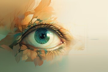 Poster - A Painting Of A Blue Eye With A Green Iris In The Center Workshop Photorealism Digital Illustration