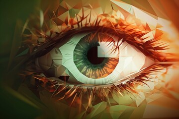 Poster - A Close Up Of A Green Eye With A Triangle Pattern On It Zoo Photorealism Motion Graphics