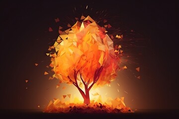 Poster - A Tree With A Lot Of Leaves On It In The Dark Autumn Forest Environmental Art Entrepreneurial Finance Generative AI 