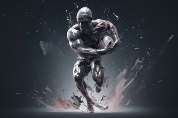 Poster - a man running through a dark background with splashes of paint sports bar sports photography sports 