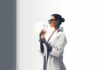 Poster - A Woman In A Bathrobe Holding A Glass Of Wine Science Museum Digital Art Costume Design Generative AI 