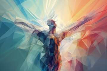 Poster - A Man With His Arms Spread Out In The Air With A Colorful Background Iceberg Renaissance Data Analytics