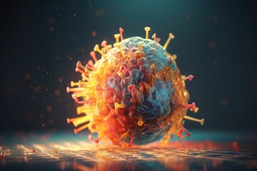 Poster - A Corona Corona Is Shown In This Image With A Dark Background Hospital Animation Microbiology Generative AI 