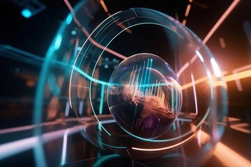 Poster - A Futuristic Abstract Background With A Circular Object In The Middle Of It Deep Sea Trench Kinetic Art Motion Graphics Generative AI 