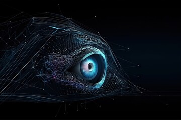 Poster - A Futuristic Eye With Lines And Dots In The Background Photo By Shutter Shutter Aquarium Video Art Motion Graphics Generative AI 