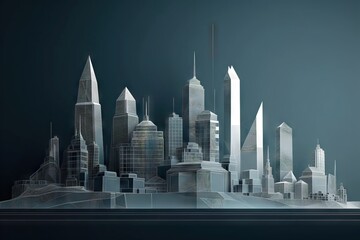 Poster - A City With Tall Buildings And A Sky Line In The Background Modern Urban Skyline Animation Motion Graphics Generative AI 