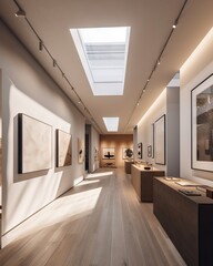 Poster - A Large Room With A Skylight And A Few Paintings On The Wall Art Museum Photorealism Interior Design
