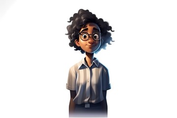 Poster - A Cartoon Character With Glasses And A Shirt On Standing In Front Of A White Background Savanna Animation Diversity And Inclusion Generative AI 