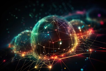 Poster - A Sphere With Many Lines And Dots On It With A Dark Background Deep Sea Trench Animation Network Engineering Generative AI 