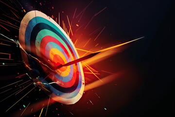 Poster - A Colorful Target With A Long Arrow In The Center Of It Martial Arts Studio Advertising Photography Talent Acquisition Generative AI 