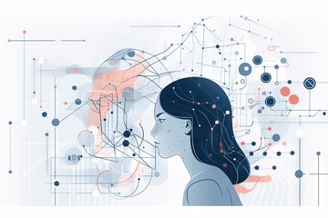 Poster - A Woman's Profile With A Futuristic Background And Dots In The Background Workshop Graphic Design Natural Language Processing Generative AI 