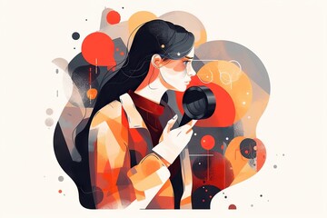 Poster - A Woman Holding A Microphone In Her Hand And Looking At It Zoo Graphic Design Print Design Generative AI 