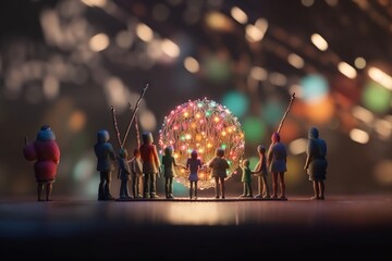 Poster - A Group Of Toy People Standing In Front Of A Colorful Ball Amusement Park Animation Animation