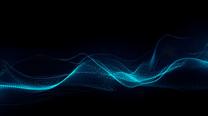 Wall Mural - Abstract digital technology background with flowing waves and data points