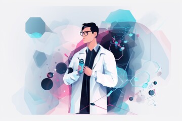 Poster - A Man In A Lab Coat Holding A Pipe And A Black Tie Science Museum Graphic Design Science Writing