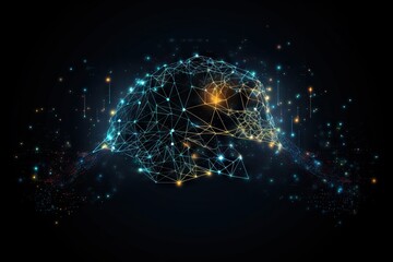 Poster - A Computer Generated Image Of A Human Head With A Network Of Lights Deep Sea Trench Constructivism Natural Language Processing Generative AI 
