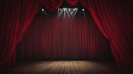 Wall Mural - Magic theater stage red curtains. Show concept. AI generated, human enhanced