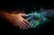 © top images - Visualization of virtual shaking hands. Handshake deal symbol. Business concept. AI generated, human enhanced