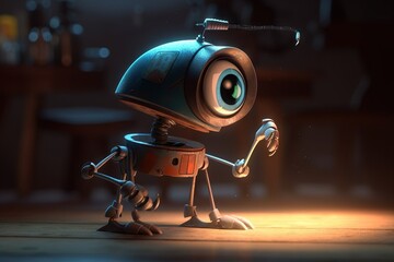 Poster - A Robot With A Light On Its Head And A Light On Its Arm Junkyard Animation Animation Filmmaking