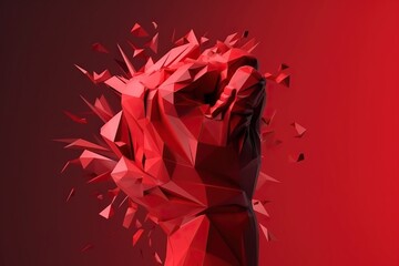 Poster - A Red Abstract Artwork With A Red Background And A Red Background Martial Arts Studio Constructivism Motion Graphics Generative AI 