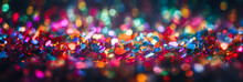 Abstract Colorful Widescreen Glitter Background With Bokeh Effect, Generative Ai