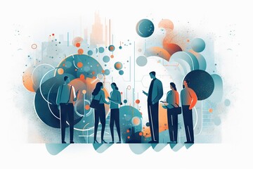Poster - A Group Of People Standing Next To Each Other In Front Of A Colorful Background Workshop Graphic Design Supply Chain Optimization Generative AI 