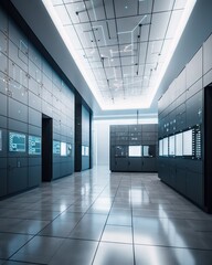 Poster - A Room With A Lot Of Cabinets And A Ceiling Light Above It Workshop Constructivism Manufacturing Planning And Control Generative AI 